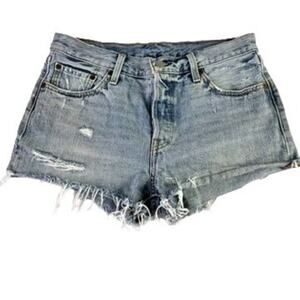 Levis Premium Womens 501s Cutoff Raw Frayed Hem Denim Shorts 29